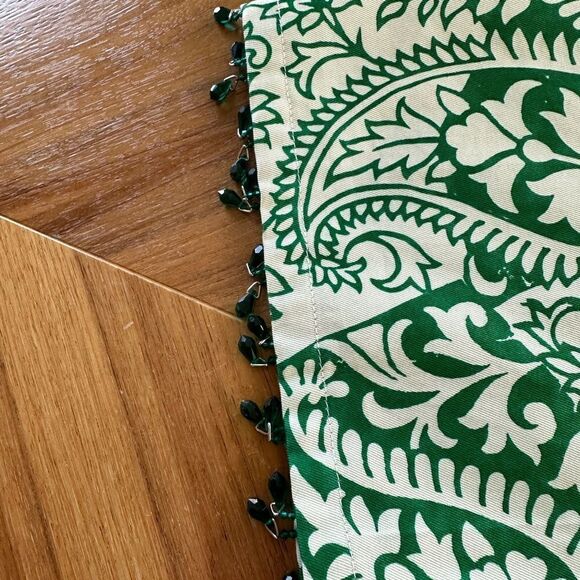 Ralph Lauren, black label, vintage green and tan print pants -size 6 -beaded - Picture 7 of 14